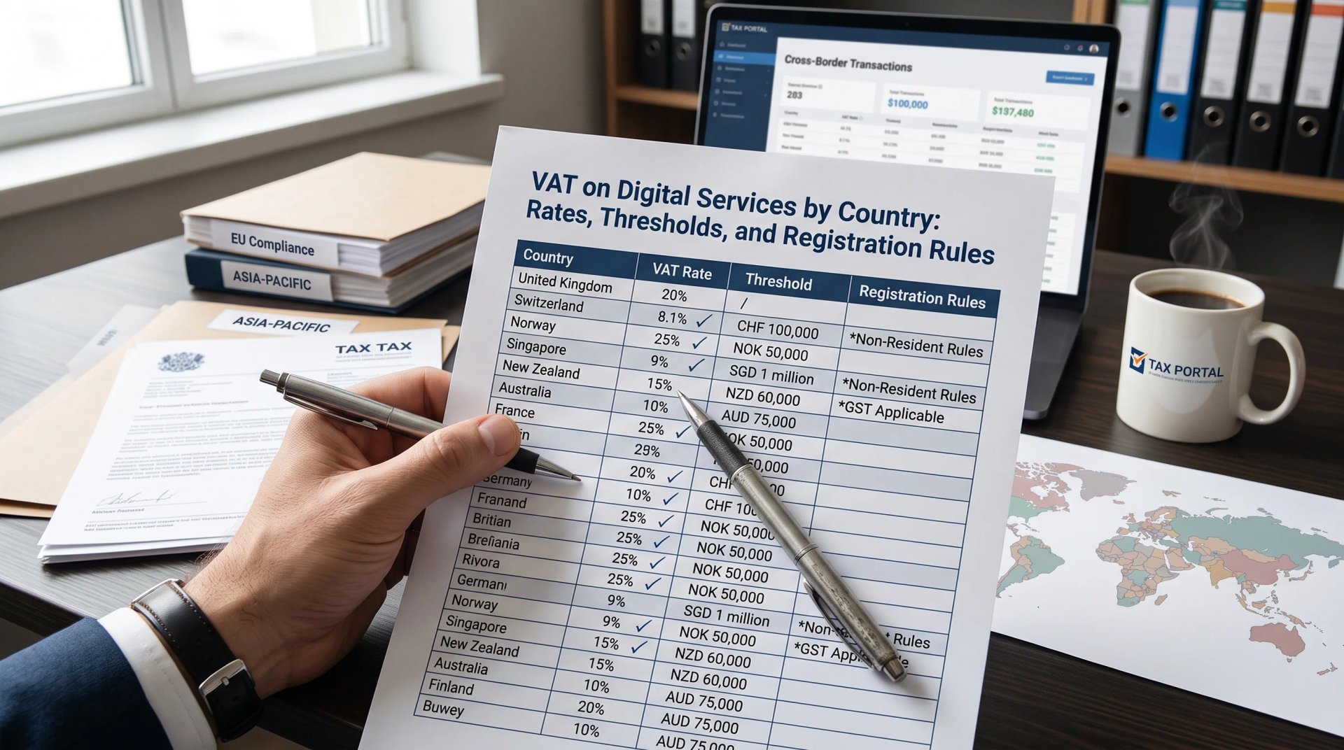 VAT on Digital Services by Country: Rates, Thresholds and Registration Rules