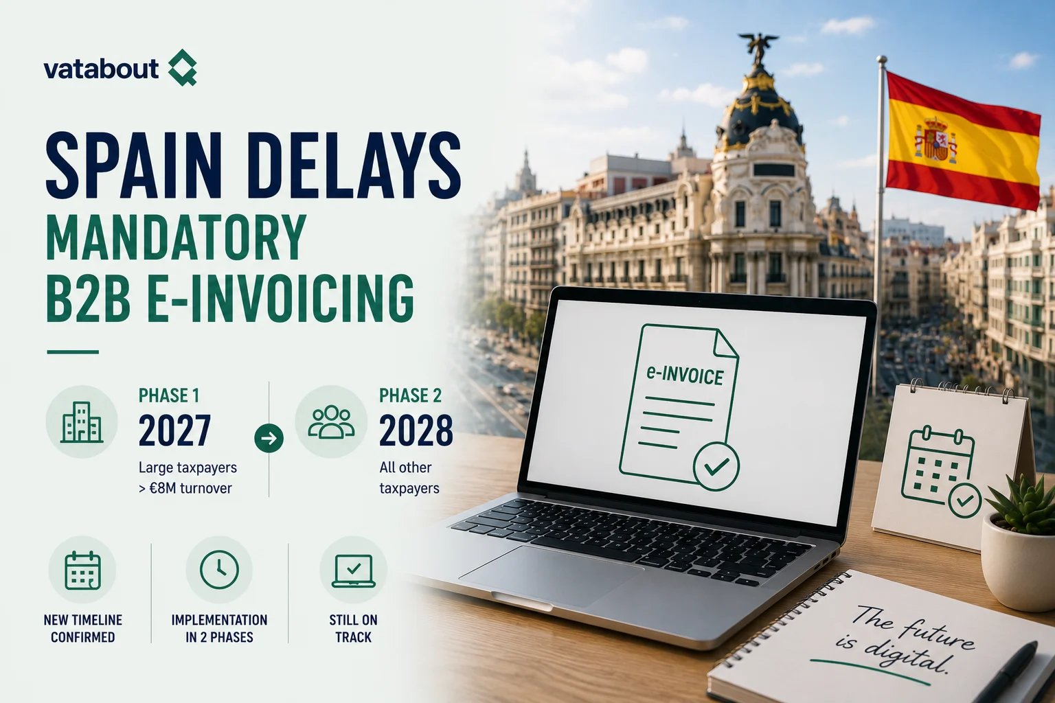 Spain Postpones Mandatory B2B E-Invoicing to 2027: New Timeline and Phases